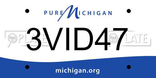 3VID47 Michigan License Plate