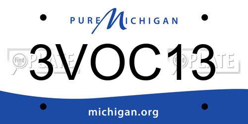 3VOC13 Michigan License Plate