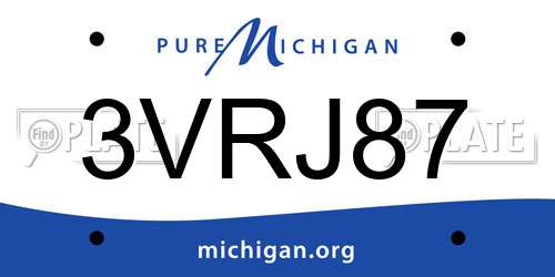 3VRJ87 Michigan License Plate