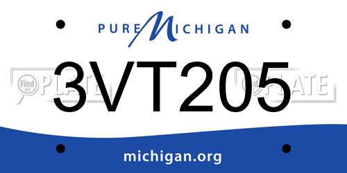 3VT205 Michigan License Plate