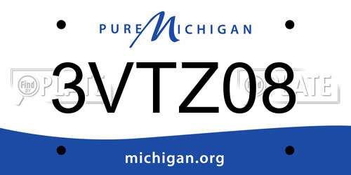 3VTZ08 Michigan License Plate