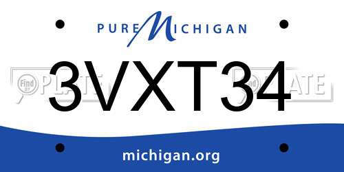 3VXT34 Michigan License Plate
