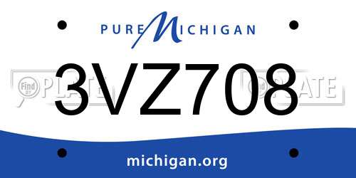 3VZ708 Michigan License Plate