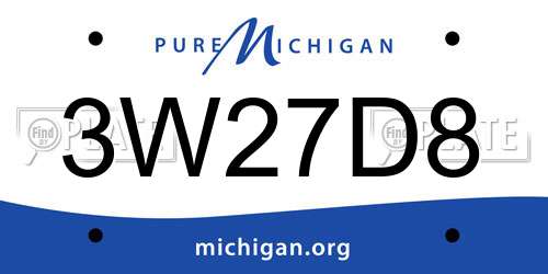 3W27D8 Michigan License Plate