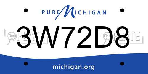 3W72D8 Michigan License Plate