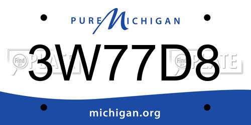 3W77D8 Michigan License Plate