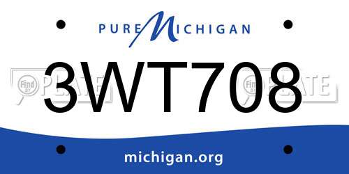 3WT708 Michigan License Plate