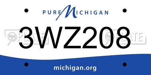 3WZ208 Michigan License Plate