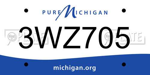 3WZ705 Michigan License Plate