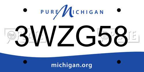 3WZG58 Michigan License Plate