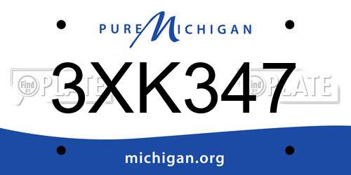 3XK347 Michigan License Plate