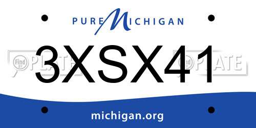 3XSX41 Michigan License Plate