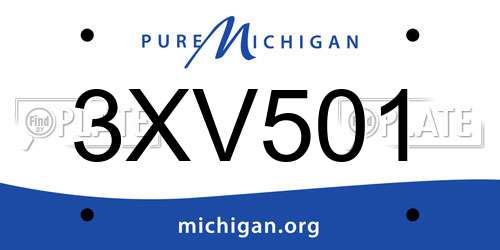3XV501 Michigan License Plate
