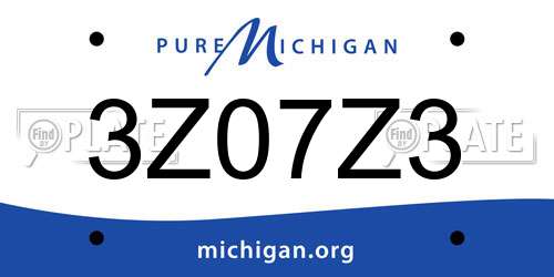 3Z07Z3 Michigan License Plate