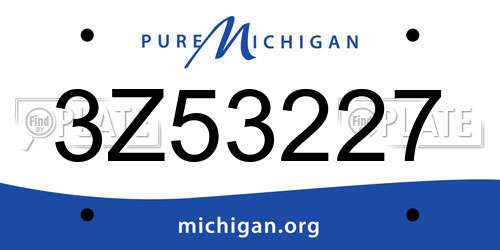 3Z53227 Michigan License Plate