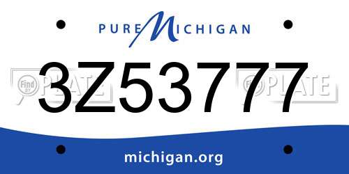 3Z53777 Michigan License Plate