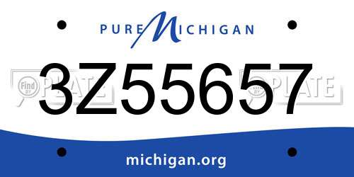 3Z55657 Michigan License Plate
