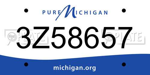 3Z58657 Michigan License Plate