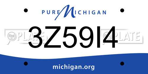 3Z59I4 Michigan License Plate