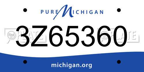3Z65360 Michigan License Plate
