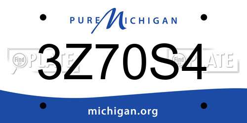 3Z70S4 Michigan License Plate