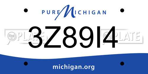 3Z89I4 Michigan License Plate
