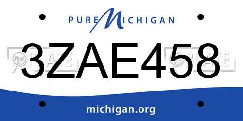 3ZAE458 Michigan License Plate