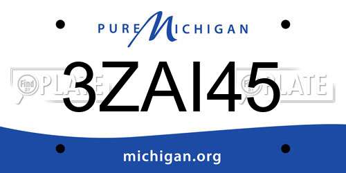 3ZAI45 Michigan License Plate