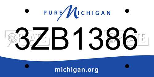 3ZB1386 Michigan License Plate