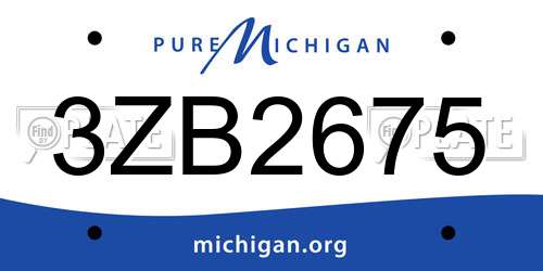 3ZB2675 Michigan License Plate