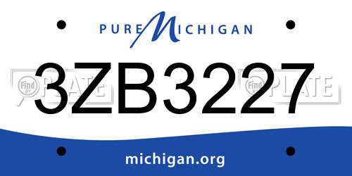 3ZB3227 Michigan License Plate