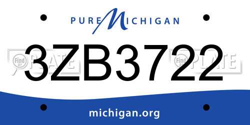 3ZB3722 Michigan License Plate