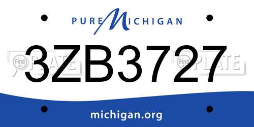 3ZB3727 Michigan License Plate