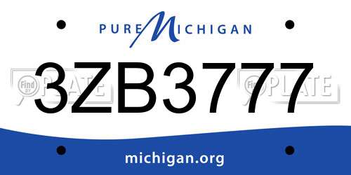 3ZB3777 Michigan License Plate
