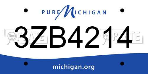 3ZB4214 Michigan License Plate