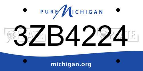 3ZB4224 Michigan License Plate