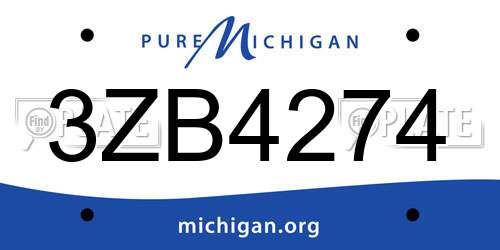 3ZB4274 Michigan License Plate