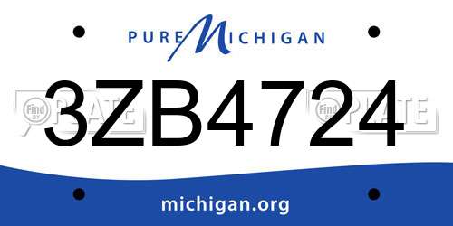 3ZB4724 Michigan License Plate