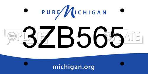 3ZB565 Michigan License Plate