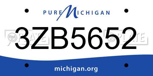 3ZB5652 Michigan License Plate