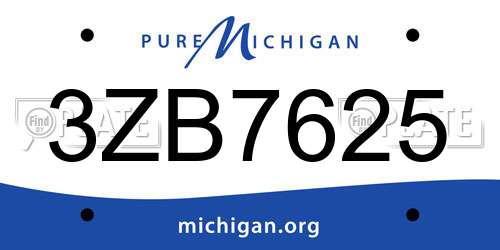 3ZB7625 Michigan License Plate