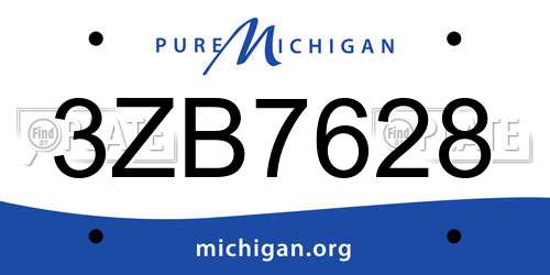 3ZB7628 Michigan License Plate