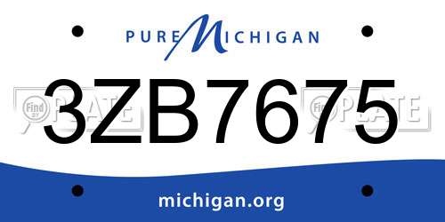 3ZB7675 Michigan License Plate