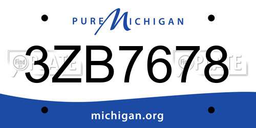 3ZB7678 Michigan License Plate