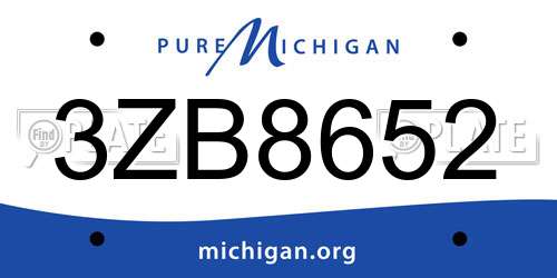 3ZB8652 Michigan License Plate