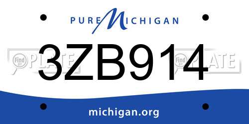 3ZB914 Michigan License Plate