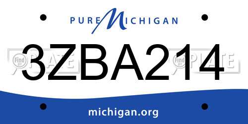 3ZBA214 Michigan License Plate