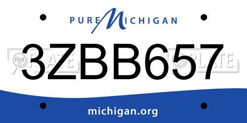 3ZBB657 Michigan License Plate