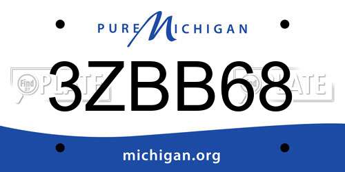 3ZBB68 Michigan License Plate
