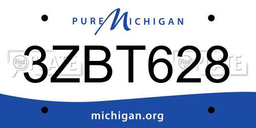 3ZBT628 Michigan License Plate